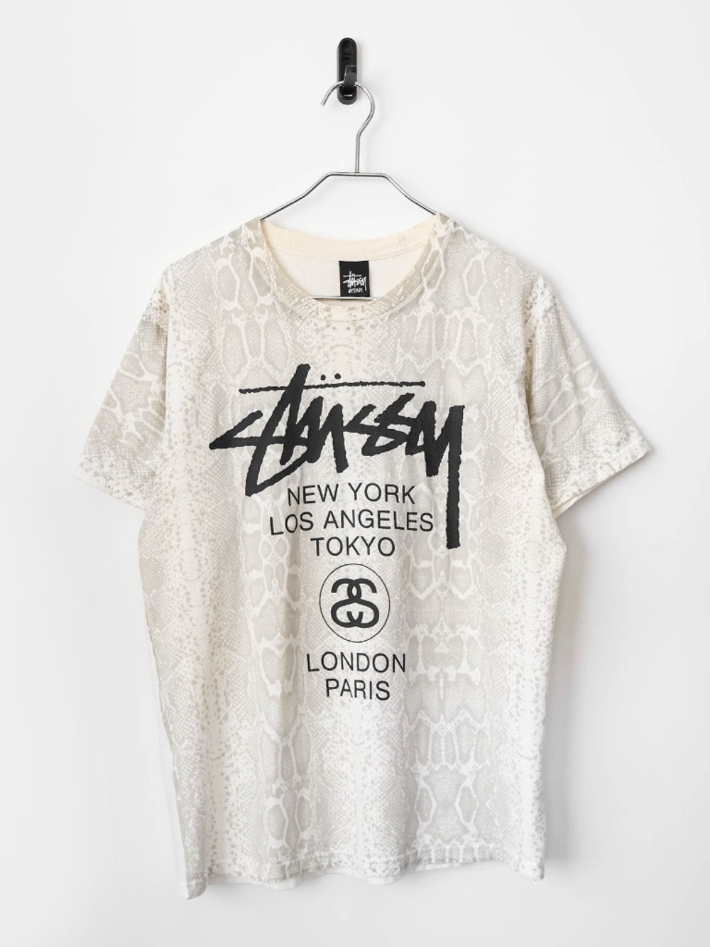 Rare Vintage Stussy Snake Print World Tour Logo T-Shirt